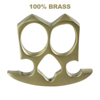 Two Finger Double Knuckle Pure Brass Paper Weight Knuckleduster