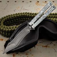 NF1165 - Grey Dragon Butterfly Knife - Stainless Steel Blade