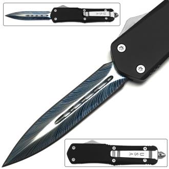 Full Size Dagger Point OTF Switchblade Knife Out The Front Assisted Open Tactical Glass Breaker