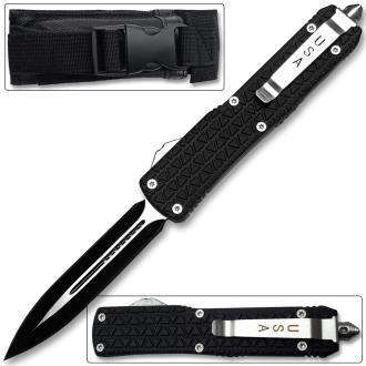 XL Spear Point OTF Switchblade Knife Out The Front Assisted Open Tactical Glass Breaker