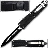 OT17-1 - XL Spear Point OTF Switchblade Knife Out The Front Assisted Open Tactical Glass Breaker