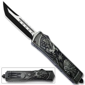 American Eagle OTF Switchblade Knife Tanto Blade