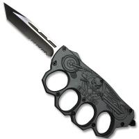 OTF-12-4GY - Biker USA Knuckle OTF Knife Elite Collection Gray