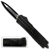 OTF-8129BK - Black Spear Point OTF Switchblade Out The Front Assisted Open Tactical Glass Breaker Black Handle