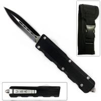 OTF-L75 - Spear Edge Black Flagship OTF Knife w/Comfort Groove Handle Double Edge