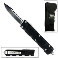 OTF-L76 - Spear Edge Black Flagship OTF Switchblade Knife with Comfort Groove Handle Single Edge