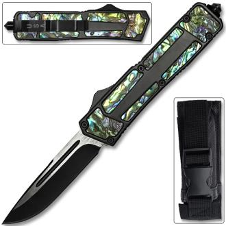 Black Hills Black OTF Switchblade Knife with Glass Breaker