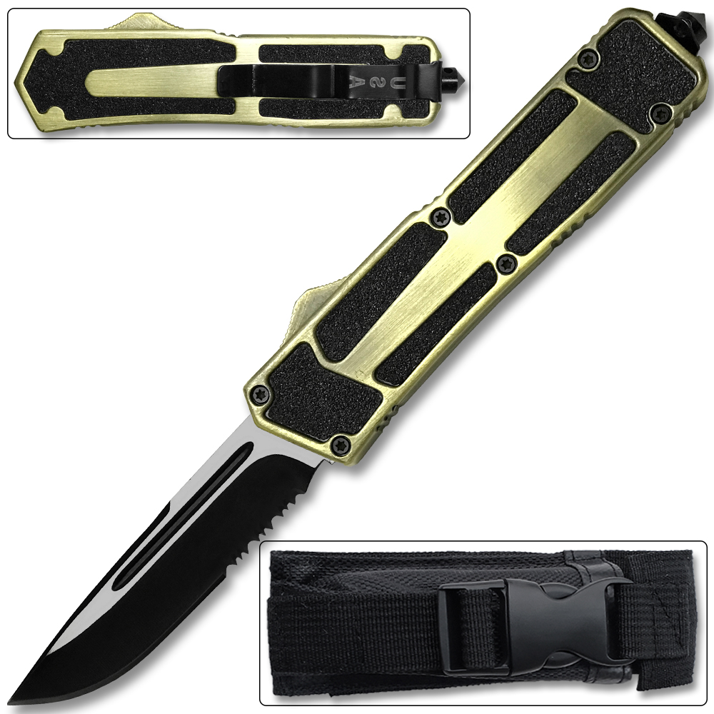 Black Hills Gold OTF Switchblade Knife Glass Breaker