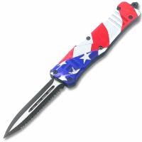 OTFL-72 - Swift American Flag Swift OTF Knife Single Edge Serrated Top Edge Blade