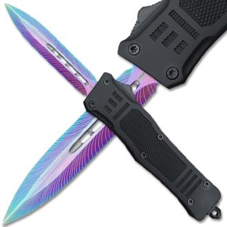 Limited Edition OTF Titanium Out The Front Automatic Double Edge Spear Point