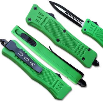 Green Legacy OTF Knife Spear Point, Double Edged Blade
