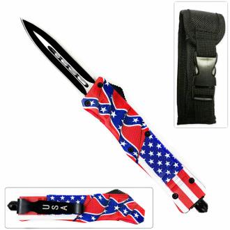 Double Edge American Rebel Flag Swift OTF Switchblade Knife