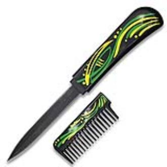 Green & Black Comb with Hidden Knife