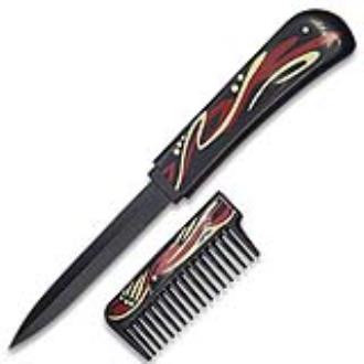 Red & Black Comb with Hidden Knife