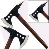 PK-9406 - Spiked Medieval Axe Steel Viking Replica Battle Hatchet Triple Hole