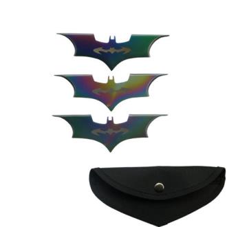 Bat Throwing Knife Rainbow Color 3pc Set