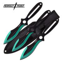 PP-088-3GN - Holy Terror Perfect Point Throwing Knife Set - Green