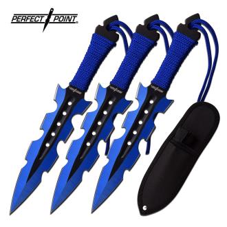Perfect Point Blue Throwing Knife Set 7.5 Overall