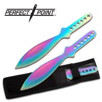 PP-114-3RB - Rainbow Throwing Knives Set of 3 Pcs 9&quot; Overall