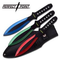 PP-114-3RGB - Perfect Point PP-114-3RGB Throwing Knife Set 9&quot; Overall