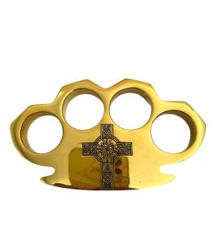 BRASS WITH CROSS AND BLACK COLOR FILLED KNUCKLE