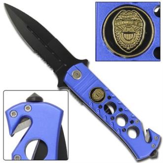 Police True Blue Spring Assisted Tactical Knife WG823 - Tactical Knives