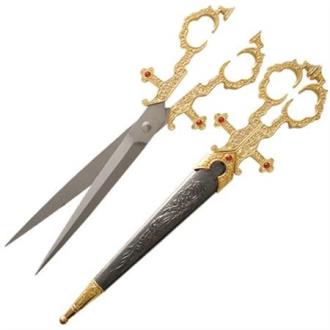 Renaissance Medieval Scissors Gold Dagger KE-001GD- Daggers