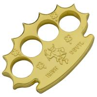 rd-1015-gd - Robbie Dalton Global Gold Irish Devil Brass Knuckle Buckle Paperweight