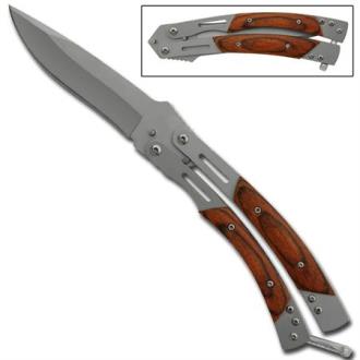 Rosewood Butterfly Knife Silver GBS52 Knives