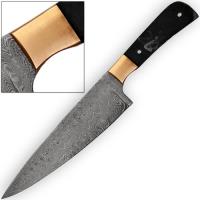 SBDM-2172 - Build Your Own Damascus Steel Knife Blank Full Tang Copper Bolster 1095 HC Chef