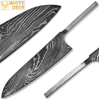 White Deer Damascus Steel Chef Knife Blank Blade