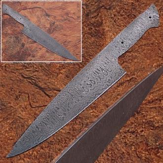 Damascus Full Tang Ladder Pattern Blank Chef Knife Ltd Edition 3