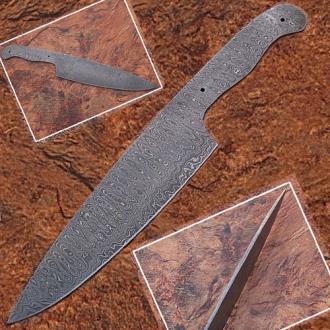 Damascus Full Tang Ladder Pattern Blank Chef Knife Ltd Edition