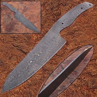 Damascus Full Tang Ladder Pattern Blank Chef Knife Ltd Edition 2