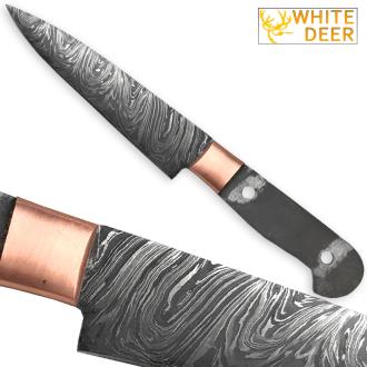 White Deer Damascus Steel Knife Blank 9.375in Paring Chef Blade Cutlery DIY Handle