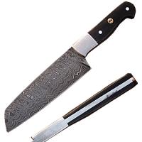 SDM-2153 - Handmade Damascus Chef Knife Tanto Blade Buffalo Horn Handle