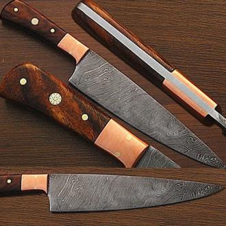 White Deer Damascus Steel Chef Knife White Coco Bola Wood Handle