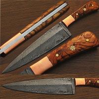 SDM-2169 - Custom Handmade Damascus Steel Chef Knife Olive Wood Handle 1