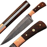 SDM-2171 - Handmade Damascus Copper Guard Chef Knife Cocobolo Wood Handle