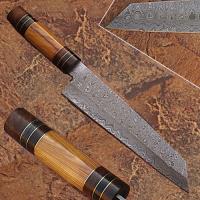 SDM-2245 - Custom Made Damascus Steel Olive Wood, Hard Wood Handle Tanto