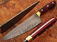 SDM-2259 - Custom Made Damascus Brass Guard Chef Knife Frost Wood Handle