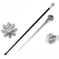 2I2-SI17431 - Silver Crown Knob Walking Cane Sword