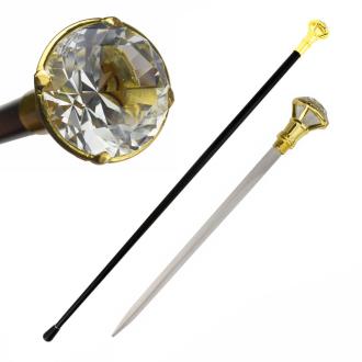Decorative Crystal Knob Top Walking Cane Sword