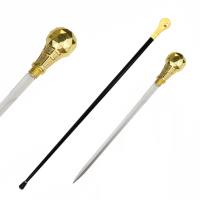 2P1-SI18411-G - The Kingpin Golden Handle Walking Cane Sword