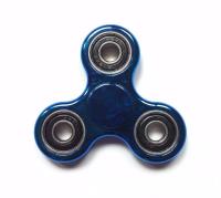 SHINE-BL - Shiny Blue Metallic Color Fidget Tri-Spinner EDC Bearing ADHD Focus Stress Reliever Hand Toys