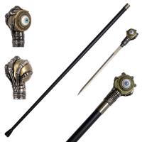 SI19434 - Rolling Evil Eye Swagger Cane Sword With Skeletal Hand Handle