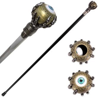 37 Rolling Evil Eye Cane Sword With Skeletal Hand Handle