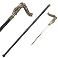 SI19443 - 36.5 Inches Brass Finish Burst Snake Head Cane Sword