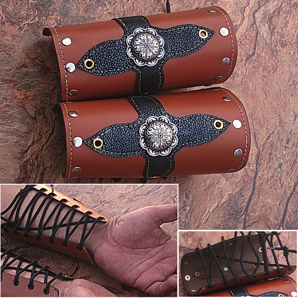  Leather Bracers Medieval Arm Guards Leather Gauntlet