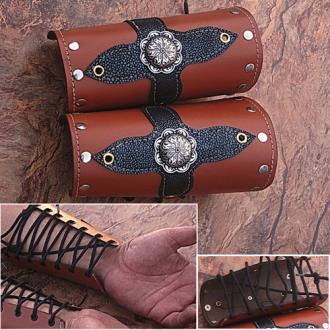 Medieval Leather Bracers Armor Celtic Light Brown Genuine Pointed Top Fantasy Cuff